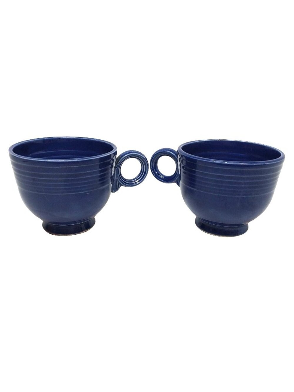 Fiestaware Vintage Blue Coffee Mugs O Ring Handle Fiesta Homer Laughlin 2 Pc